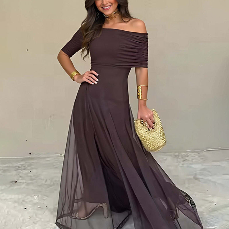Women's Off-shoulder Sheer Maxi Dress